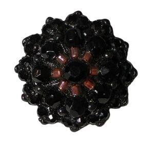 Jose & Maria Barrera Black Crystal Clip-On Earring Pink Accent Signed  Single